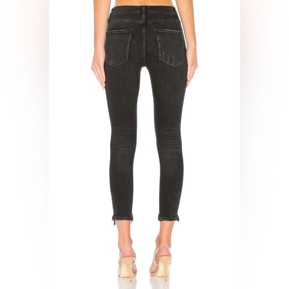 AGOLDE Sophie High Rise Distressed Skinny Crop in Temple Black, Size 28 - Picture 4 of 11